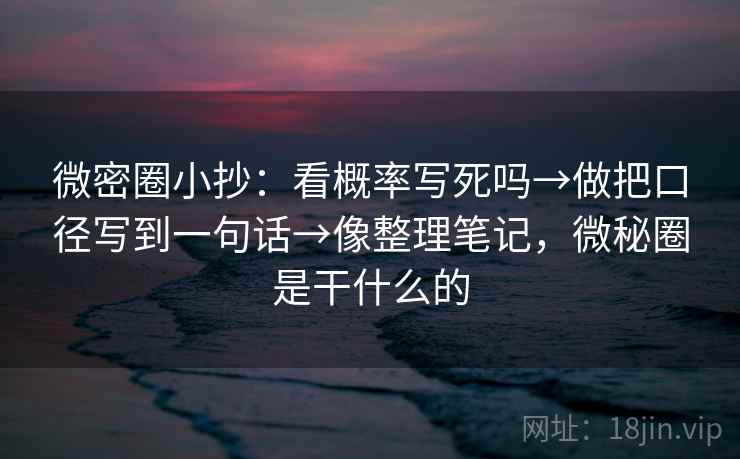 微密圈小抄：看概率写死吗→做把口径写到一句话→像整理笔记，微秘圈是干什么的
