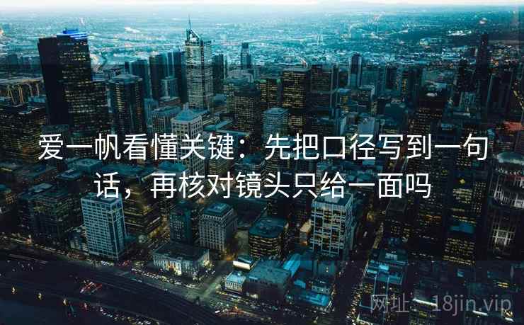 爱一帆看懂关键:先把口径写到一句话,再核对镜头只给一面吗 爱一帆看懂关键:先把口径写到一句话,再核对镜头只给一面吗